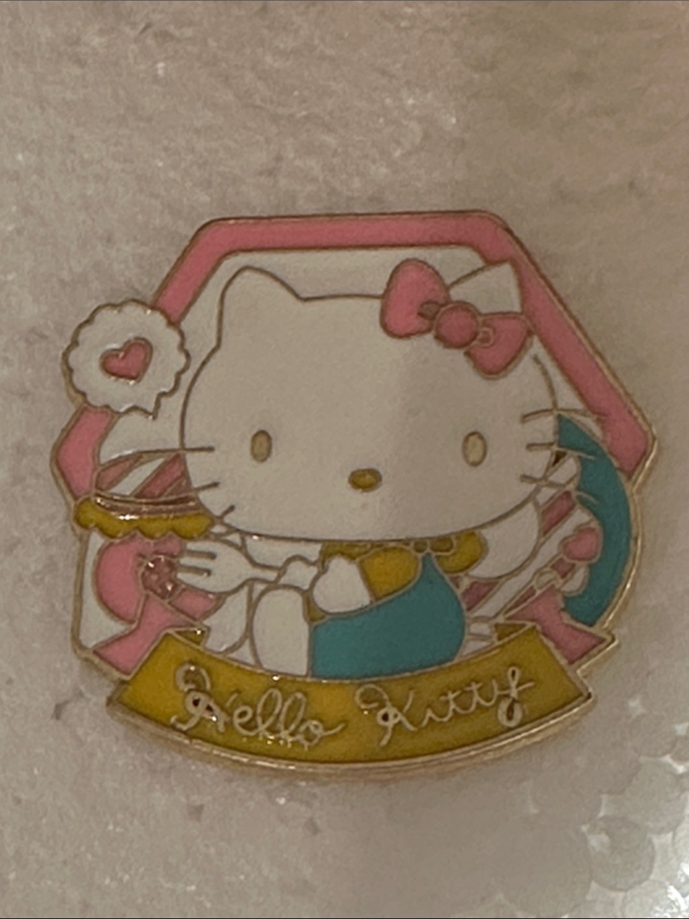 Sanrio Hello Kitty Pink, Teal & Gold Enamel Pin
